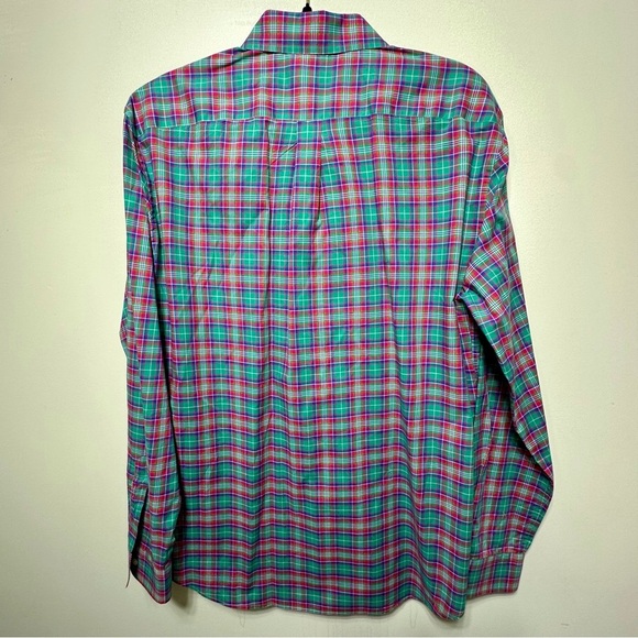J.Mclaughlin Plaid Shirt Button-down Long Sleeves Green Multicolor L - Picture 2 of 4